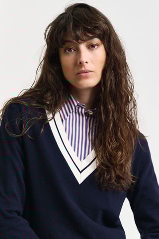 Pull regular en laine - Bleu marine