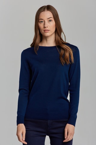 Pull relaxed en laine mérinos - Bleu marine