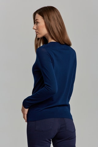 Pull relaxed en laine mérinos - Bleu marine