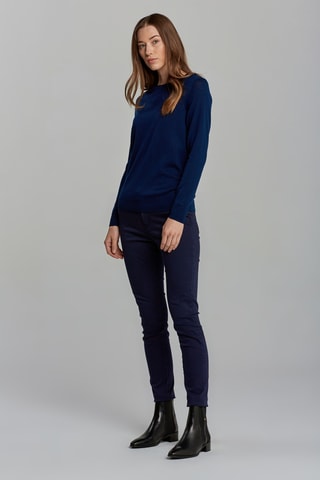 Pull relaxed en laine mérinos - Bleu marine