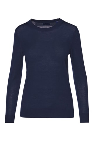 Pull relaxed en laine mérinos - Bleu marine