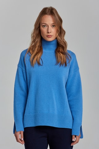 Pull oversize en laine mérinos - Bleu