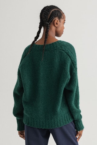 Pull relaxed en laine - Vert foncé