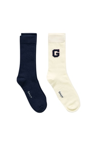 2 paires de chaussettes - Ecru et bleu marine