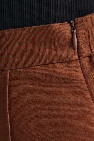 Jupe portefeuille midi en lin - Marron