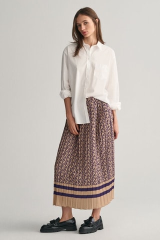 Jupe midi plissée taille mi-haute - Beige et violet