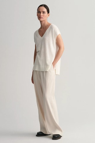 Pull relaxed en soie sans manches - Écru