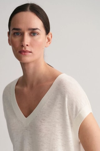 Pull relaxed en soie sans manches - Écru