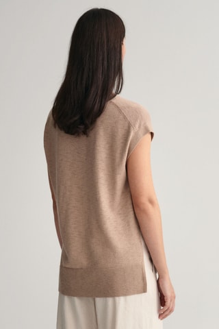 Pull relaxed en soie sans manches - Beige