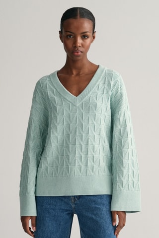 Pull relaxed en laine mérinos - Turquoise