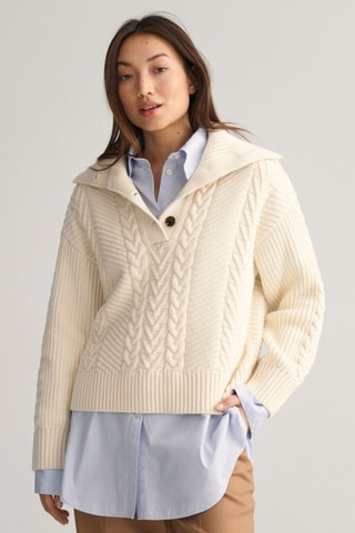 Pull relaxed en laine mérinos - Crème