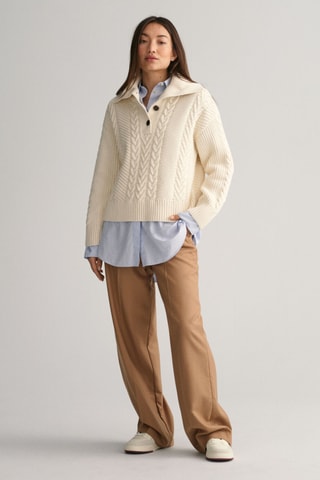 Pull relaxed en laine mérinos - Crème