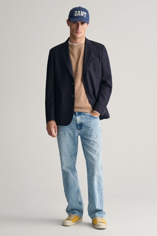 Blazer slim en laine - Bleu marine