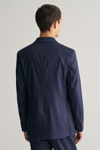 Veste de costume slim en lin - Bleu marine