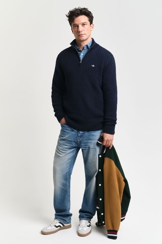 Pull regular en coton biologique - Bleu marine