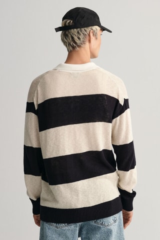 Polo relaxed en lin - Beige et noir