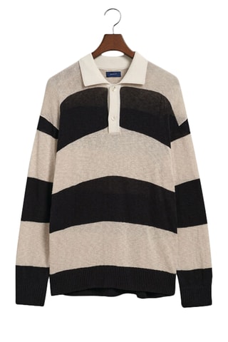 Polo relaxed en lin - Beige et noir