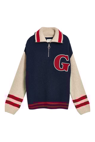 Pull relaxed en laine - Bleu marine