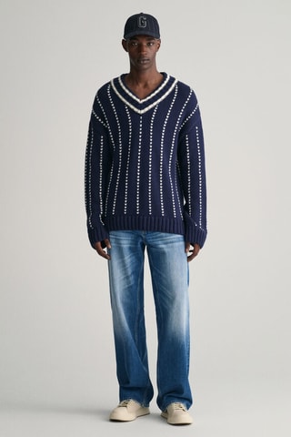Pull relaxed en laine - Bleu marine