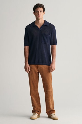 Polo relaxed en lin - Bleu marine