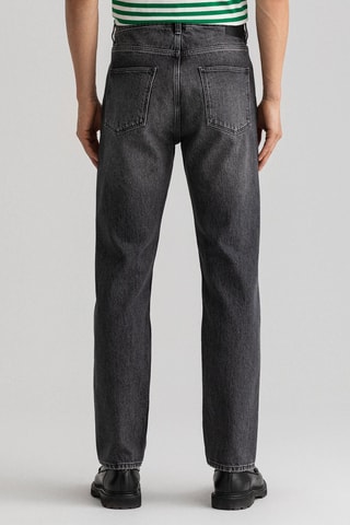 Jean taille haute relaxed en coton biologique - Gris