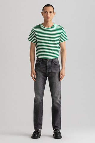 Jean taille haute relaxed en coton biologique - Gris