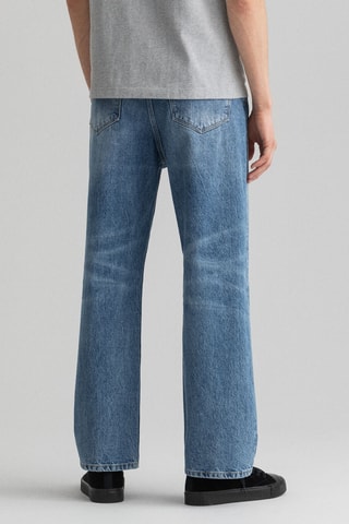 Jean wide legs en coton biologique - Bleu moyen