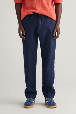 Chino relaxed en lin - Bleu marine