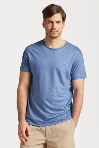 T-shirt regular en lin - Bleu