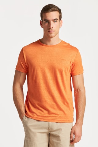T-shirt regular en lin - Orange