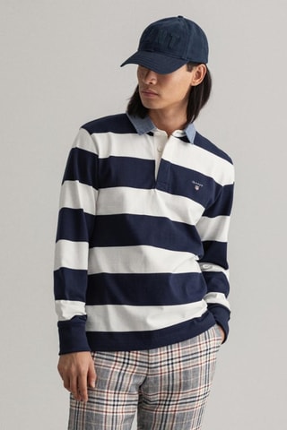 Polo relaxed - Écru et bleu marine