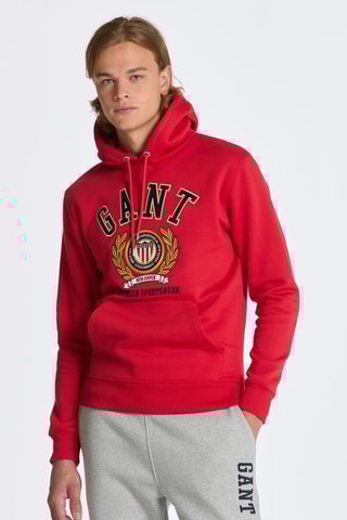 Sweat relaxed à capuche - Rouge