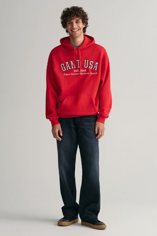 Sweat relaxed à capuche - Rouge