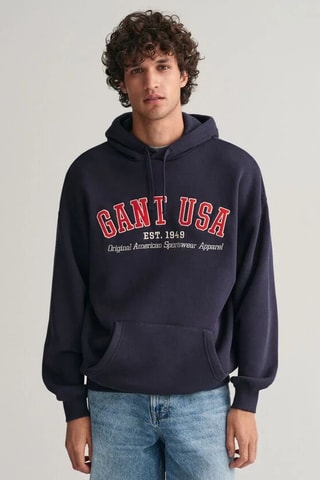 Sweat relaxed à capuche - Bleu marine