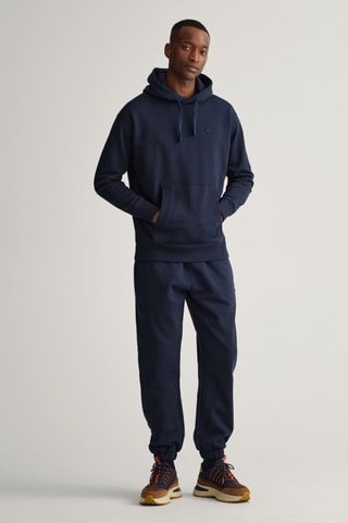 Sweat relaxed en coton biologique à capuche - Bleu marine