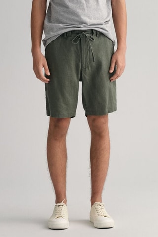 Short relaxed en lin - Vert kaki