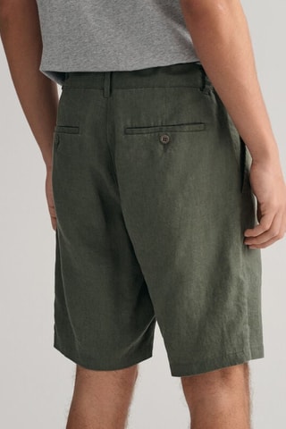 Short relaxed en lin - Vert kaki