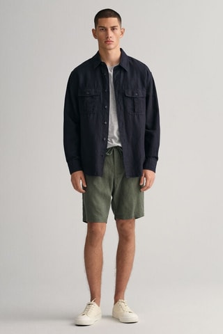 Short relaxed en lin - Vert kaki