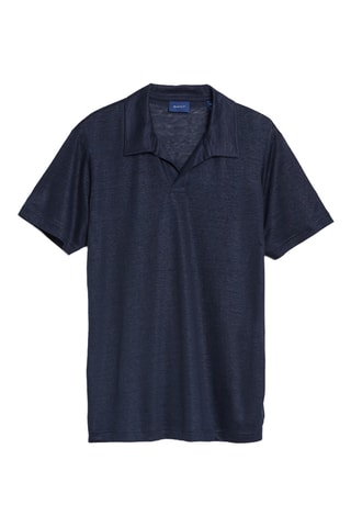 Polo regular en lin - Bleu marine