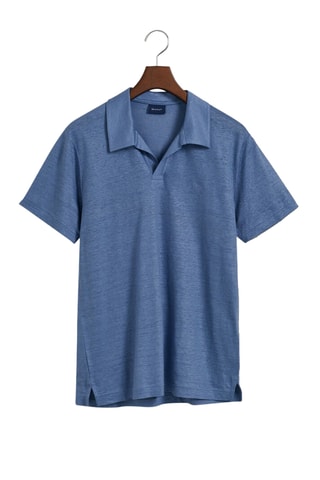 Polo regular en lin - Bleu