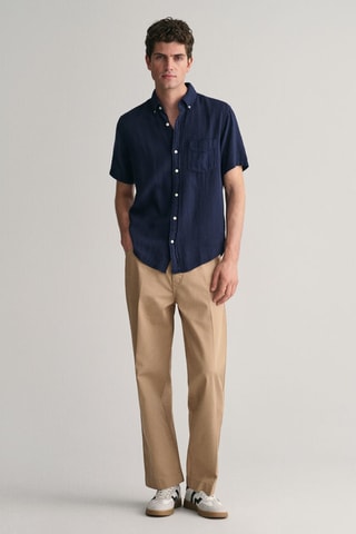 Chemise regular en lin - Bleu marine