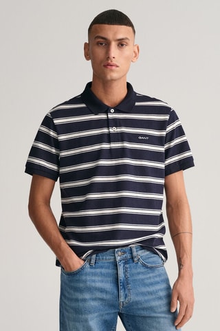 Polo regular en lin - Bleu marine