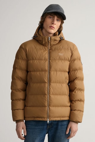 Doudoune regular à capuche - Marron