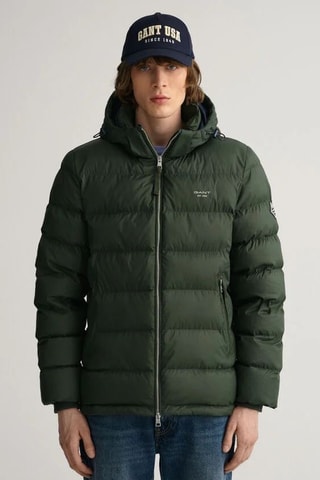 Doudoune regular à capuche - Vert foncé