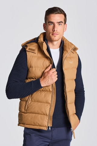 Doudoune à capuche sans manches - Camel