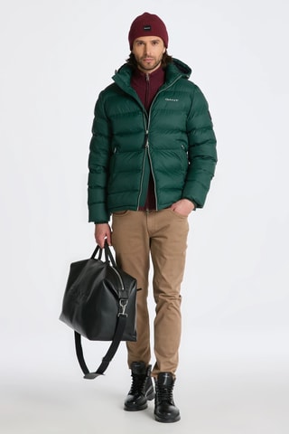 Doudoune regular à capuche - Vert foncé