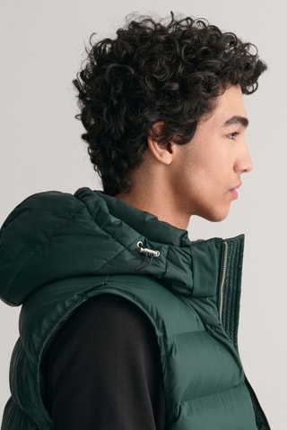 Doudoune regular à capuche sans manches - Vert foncé