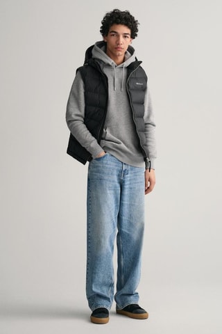 Doudoune regular à capuche sans manches - Noir