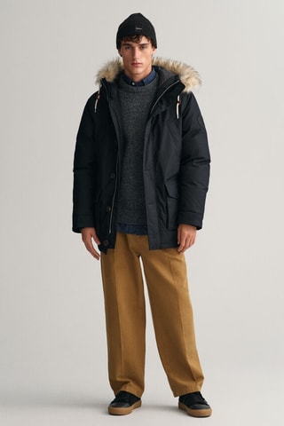 Parka regular à capuche - Noir