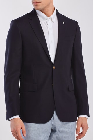 Blazer slim en laine - Bleu marine